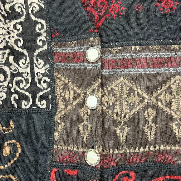 Tey-Art Peruvian Hand Made Alpaca Floral Intarsia Cardigan size M - Picture 3 of 9